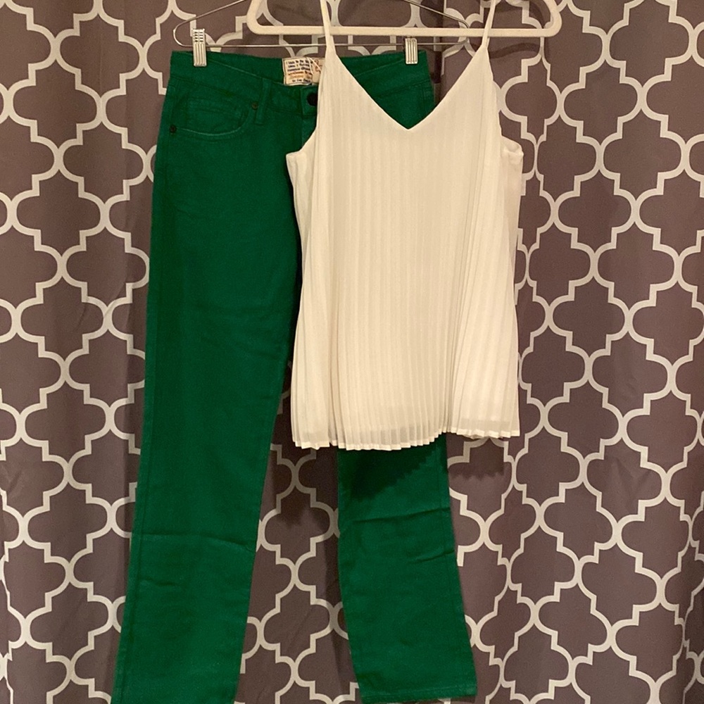 🍎 White Blouse & Sandrine Rose Pants Bundle